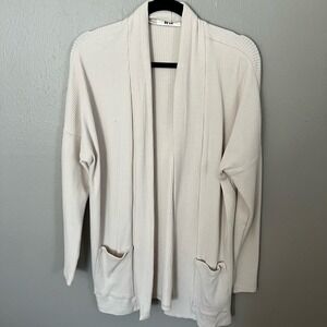 LETT Ribbed Cardigan in light Tan Size Large Made in the USA casual comfort